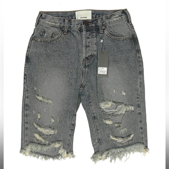 One Teaspoon Pants - NWT One Teaspoon Memphis Truckers distressed denim jean shorts dark gray/black